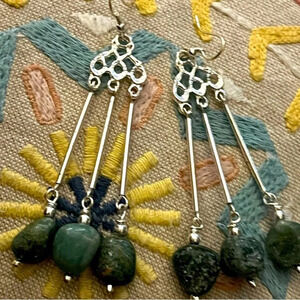 Green GENUINE STONES earrings